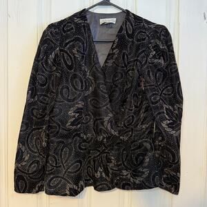 Boutique Jolie de Madame black gold vintage vtg sparkle jacket women's M